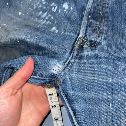 Levis 501 Vintage Y2K XX Straight Leg Jeans Blue Med Wash Paint 38x30 Act 38x29