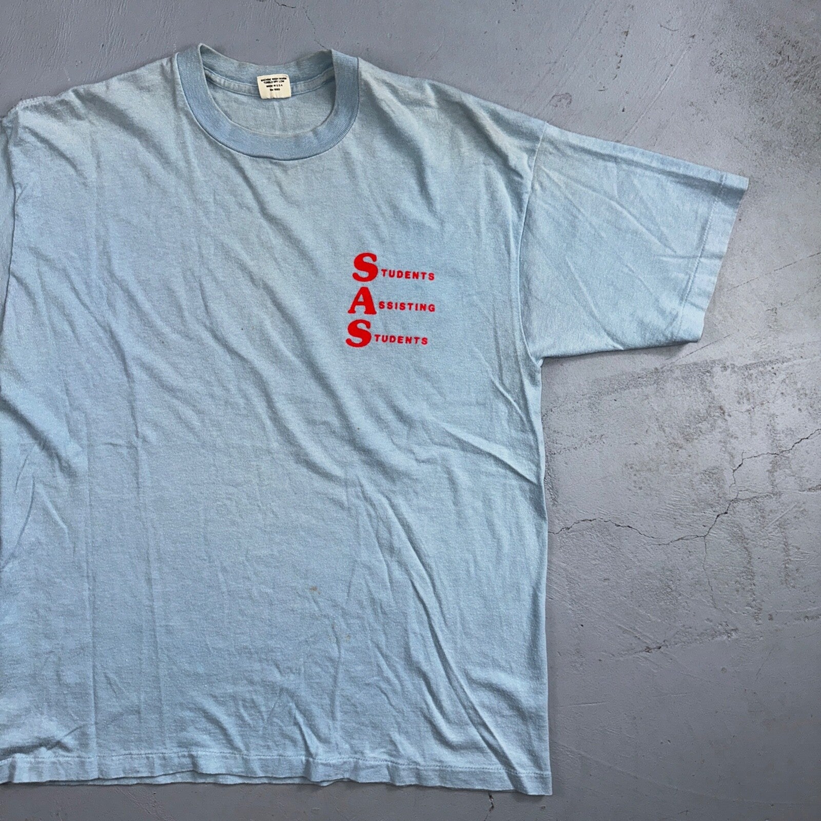 SAS Student Assisting Students 80s Belton VTG T Shirt College University USA