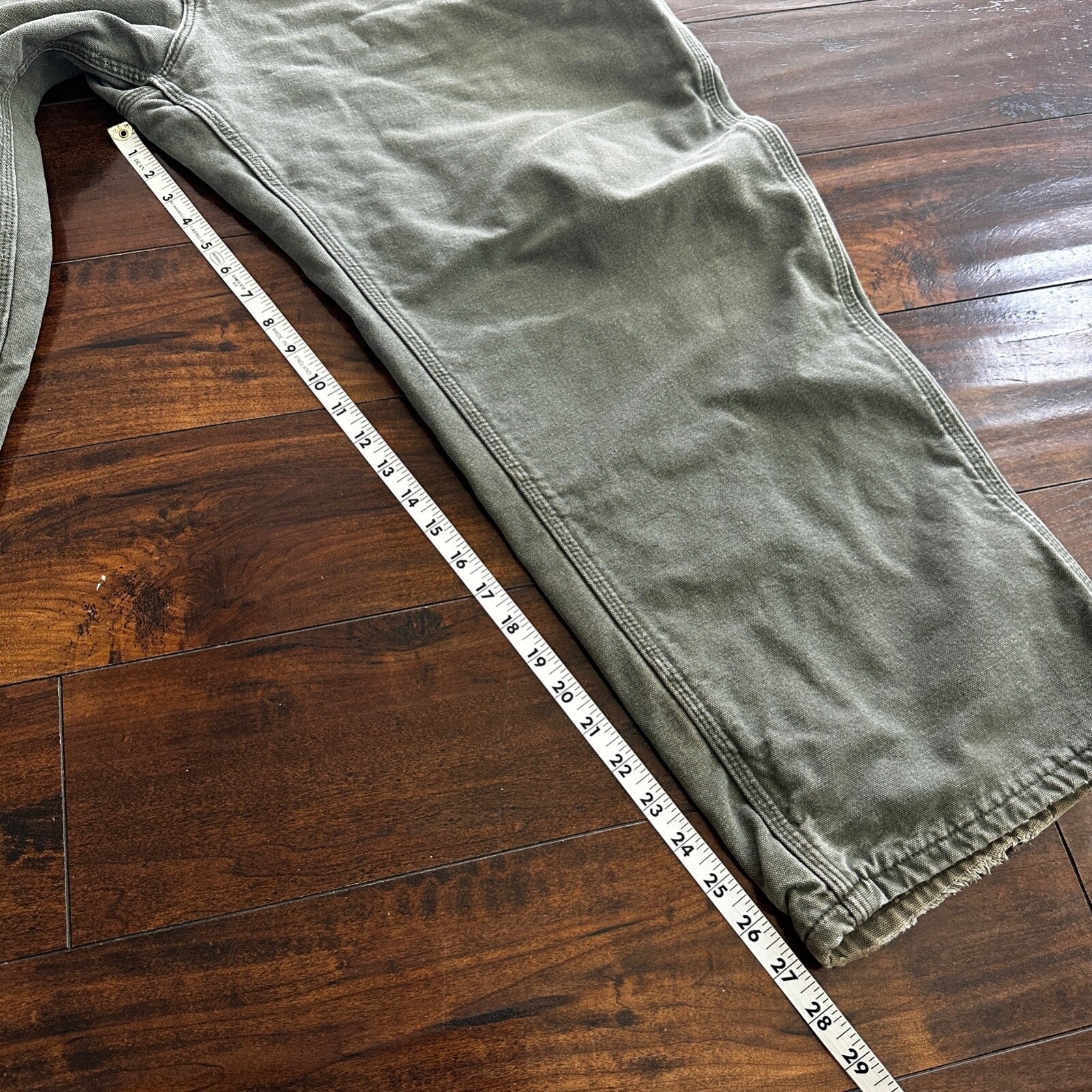 Carhartt Pants Men's 42X30 Flannel Lined Washed Duck VTG Fit B111-MOS Green