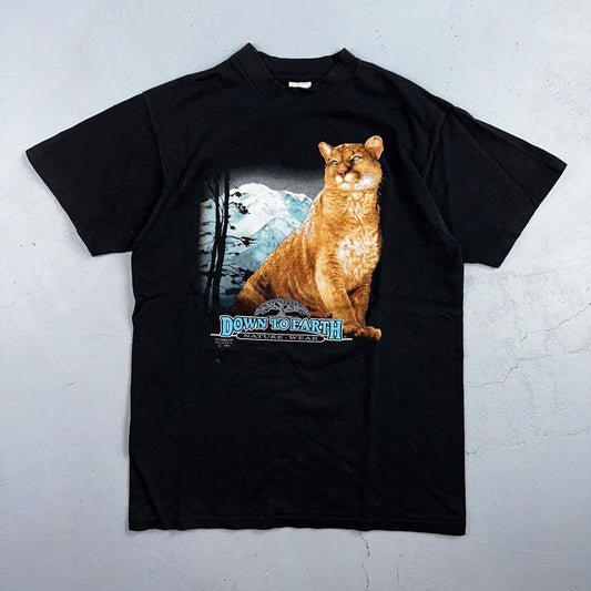 Vintage 3D Emblem Down To Earth 90s Nature Panther T Shirt Black Harley Cat