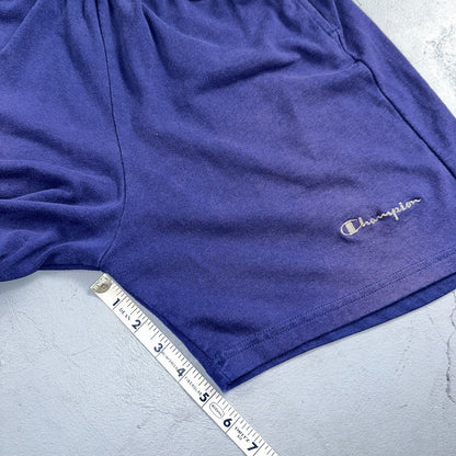 Champion VTG USA 80s Sweat Gym Shorts Large Navy Blue Faded Reverse Weave 1980s