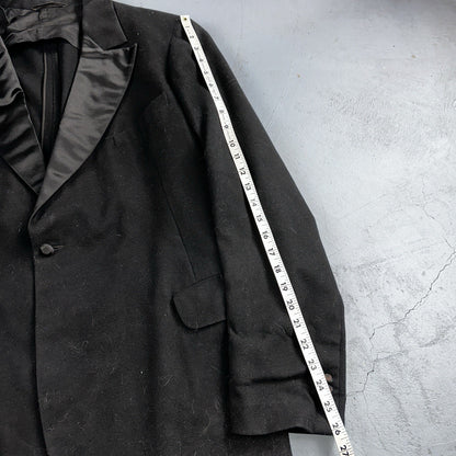 VTG 1930s Mens 1 PC Suit Tuxedo Coat Jacket Black 20s Antique Skinners Satin