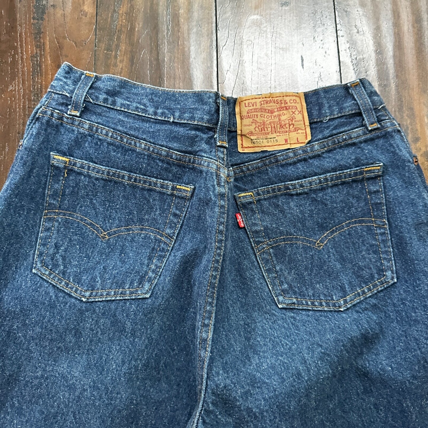 Vintage Levis 501 Jeans Womens 28x28 Denim USA Dark Wash Tapered 18501-0115