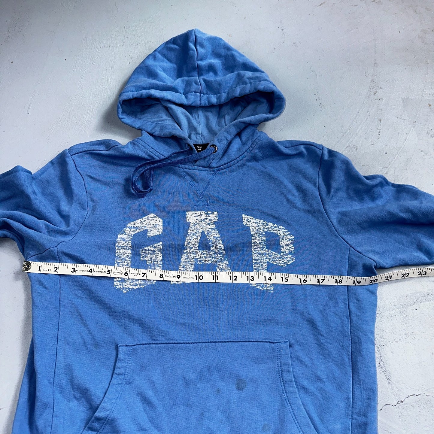 GAP Hoodie Mens Small Blue Navy Lightweight Spellout Casual Sweater Sweatshirt