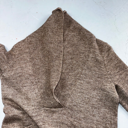 J.Crew Shawl Popover Sweater Brown Merino Wool Alpaca Size M Long Sleeve Cozy