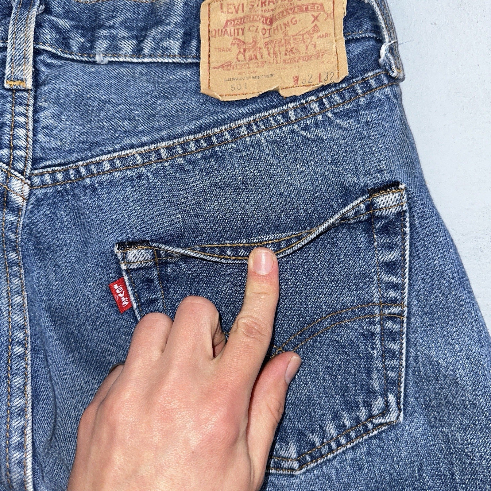 Levis 501 Vintage 80s Redline Selvedge USA XX Jeans Med Wash 32x32 Act 30x29