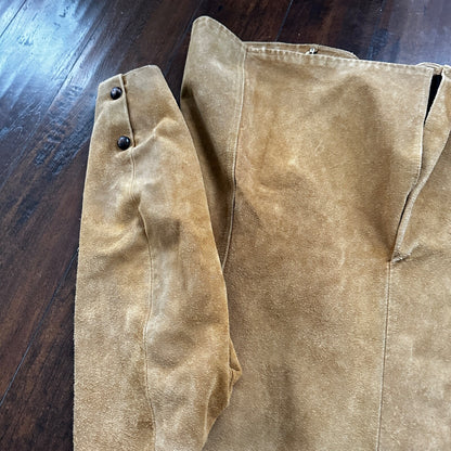 VTG 1960s Brown Leather Suede Hippie Western Coat Jacket 44 Rockabilly 60s 70s