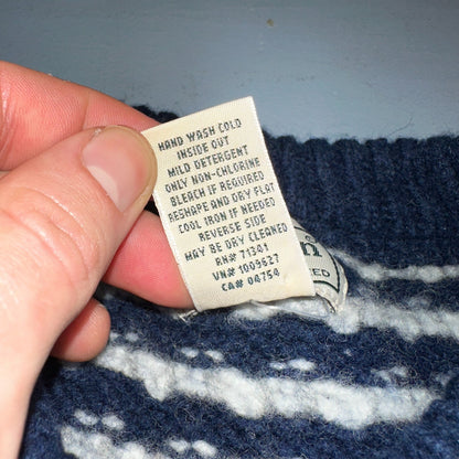 LL Bean VTG Sweater Mens 3XL Birdseye Norwegian Wool Fisherman Blue Heritage