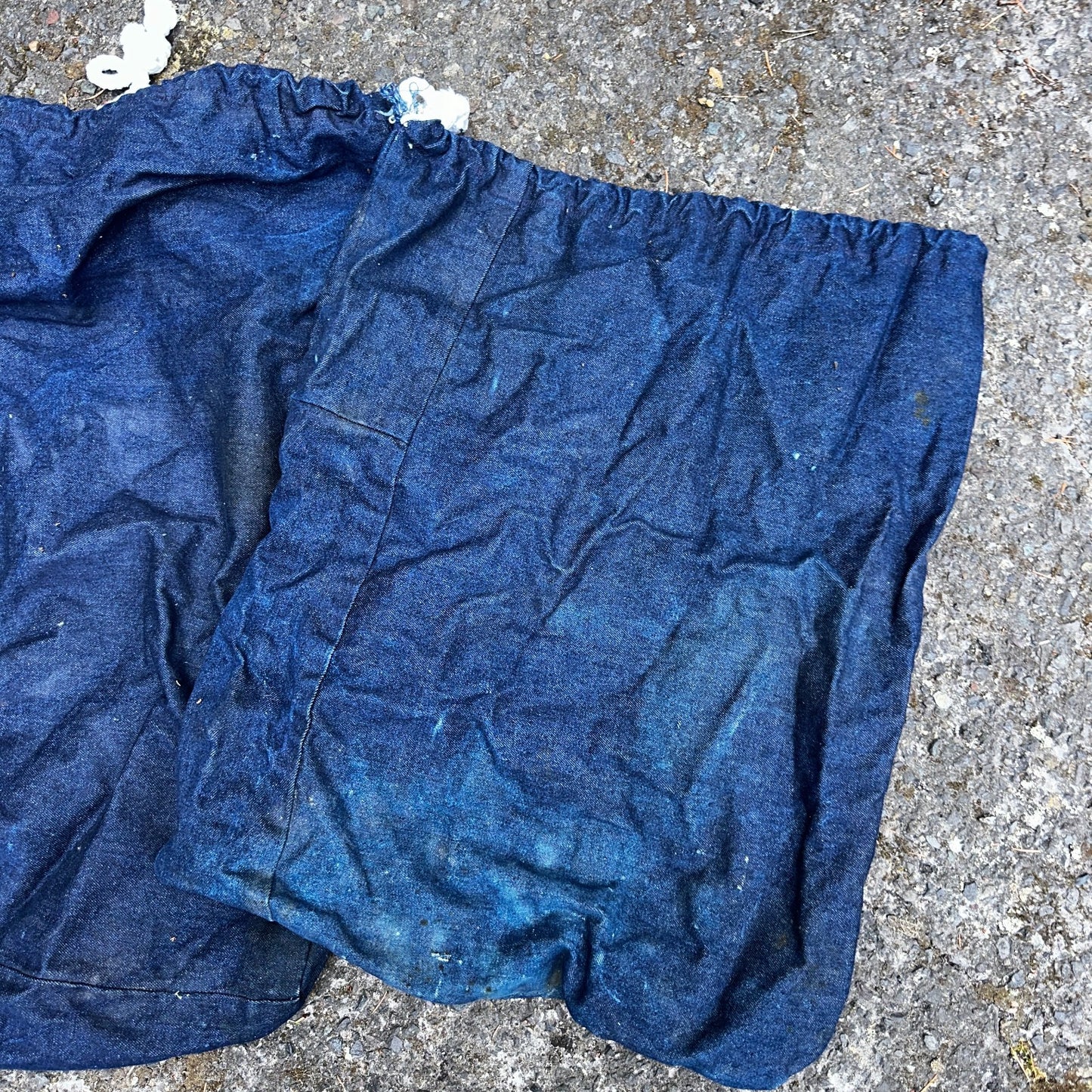 VTG 60s 50s Denim Blue Laundry Drawstring Faded Civilian Bag Lot of 3 USED