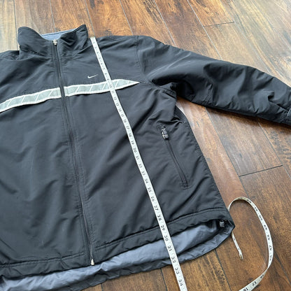 Nike Jacket Adult XL Black Nylon Softshell Fleece Coat 3M Warm Vintage Y2K 90s