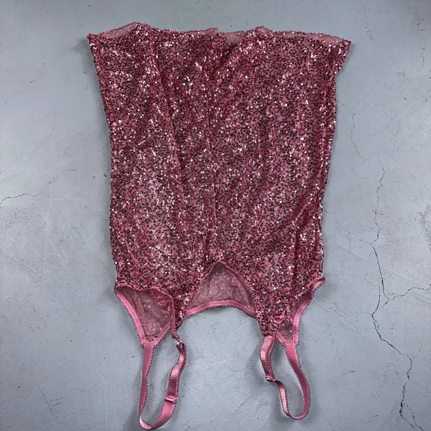 Passion Forever Nightie Gown Women XL Pink Sparkly Sequin Mesh Sleep Dress