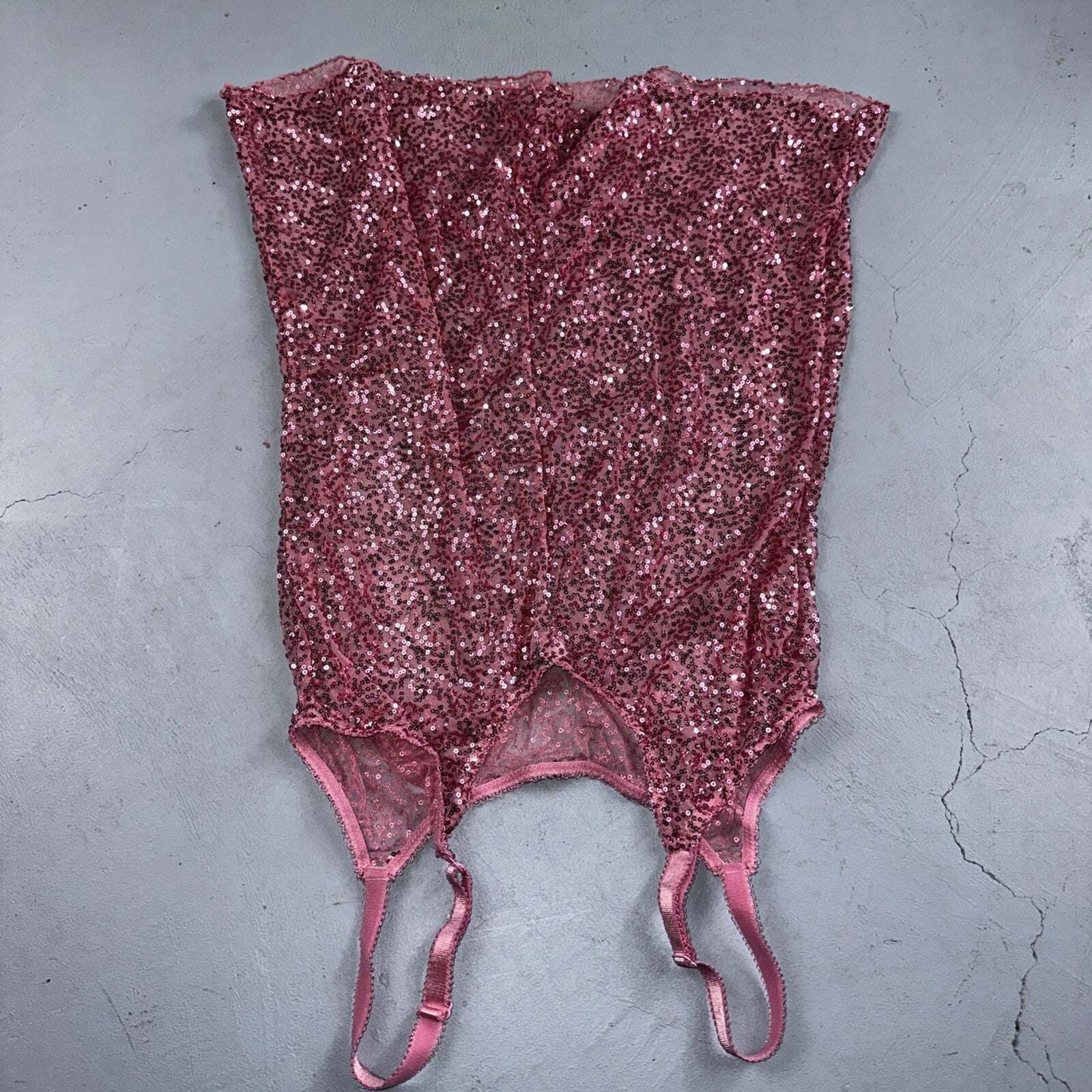 Passion Forever Nightie Gown Women XL Pink Sparkly Sequin Mesh Sleep Dress