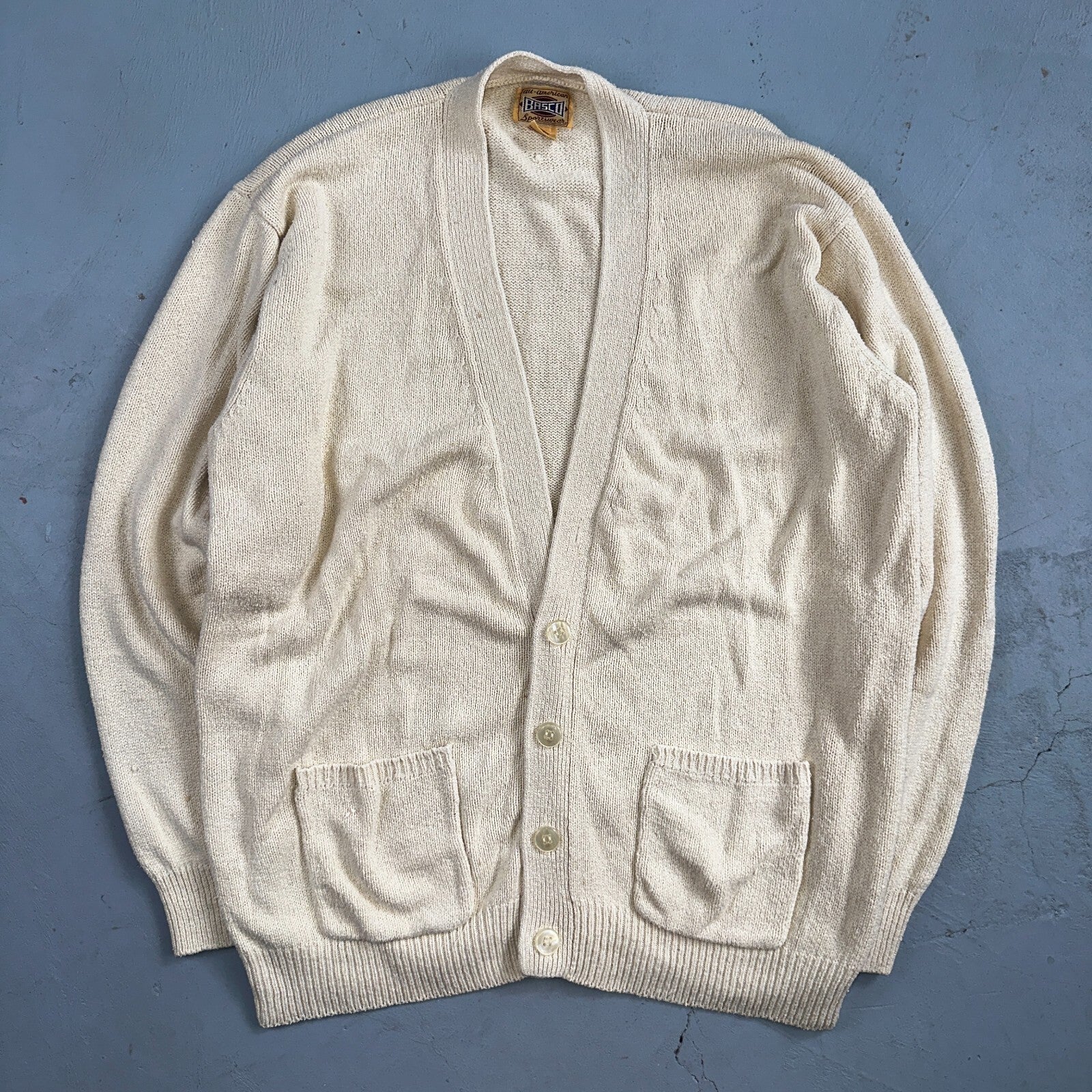 VTG Basco Silk Rare All American Sportswear Men's Sweater Size M Cardigan 90s