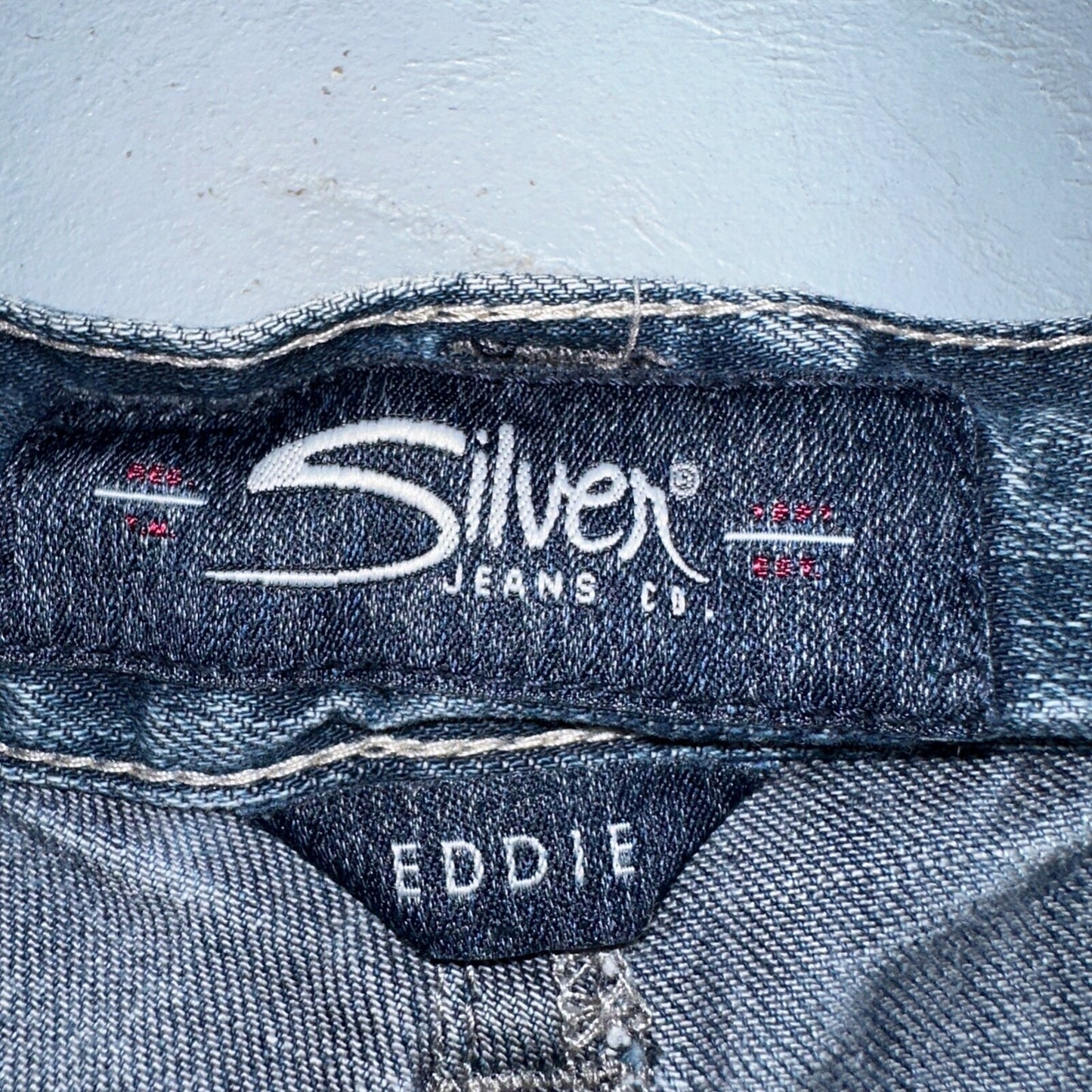 Silver Jeans Mens 34x30 Eddie Blue Denim Stretch Straight 5 Pocket Whiskering