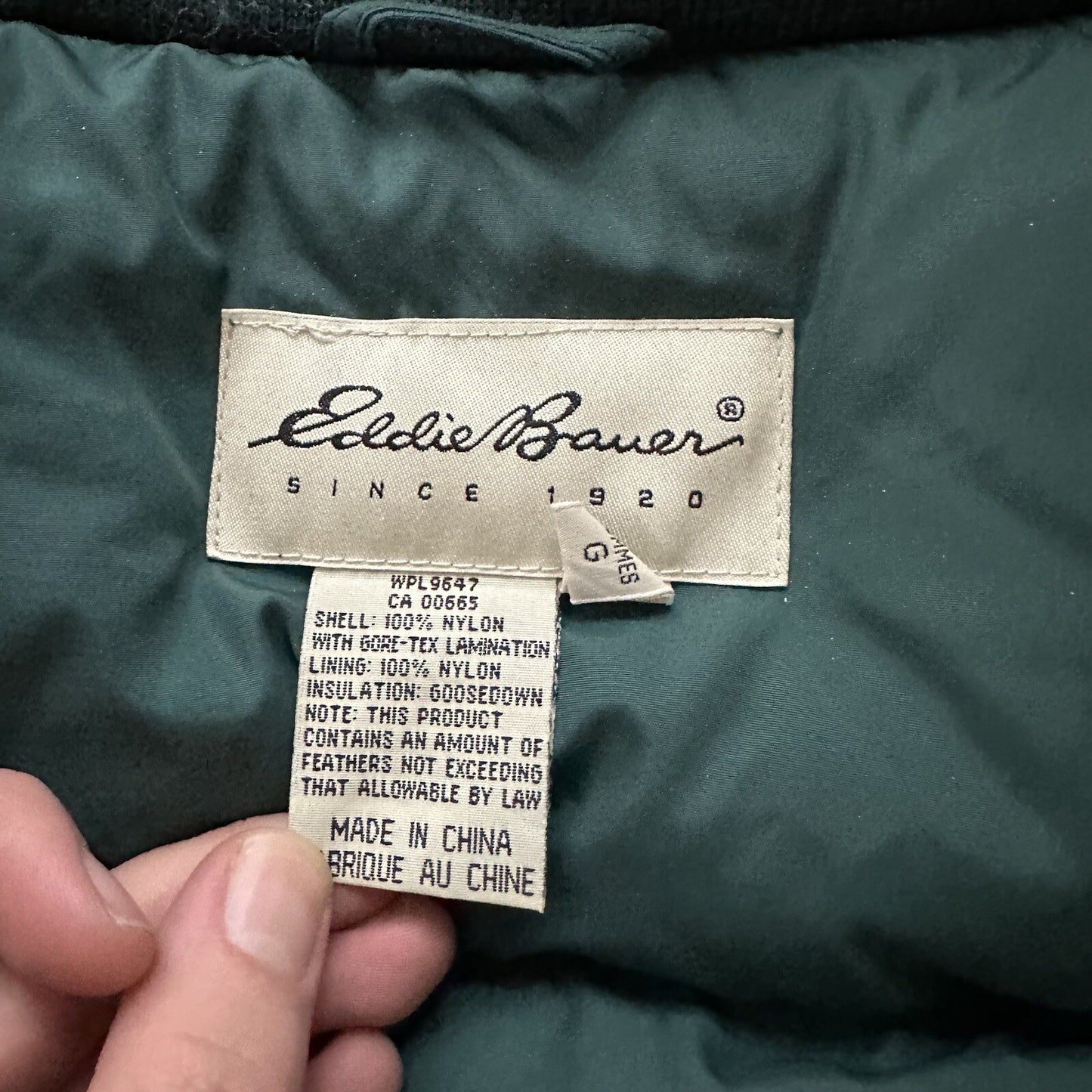 Vtg Eddie Bauer Mens L Goose Down Puffer Jacket Parka Coat Gore Tex Zip 80s 90s