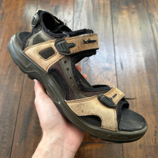 ECCO Yukatan Receptor Brown Leather Sport Sandal Shoes Mens EU 44