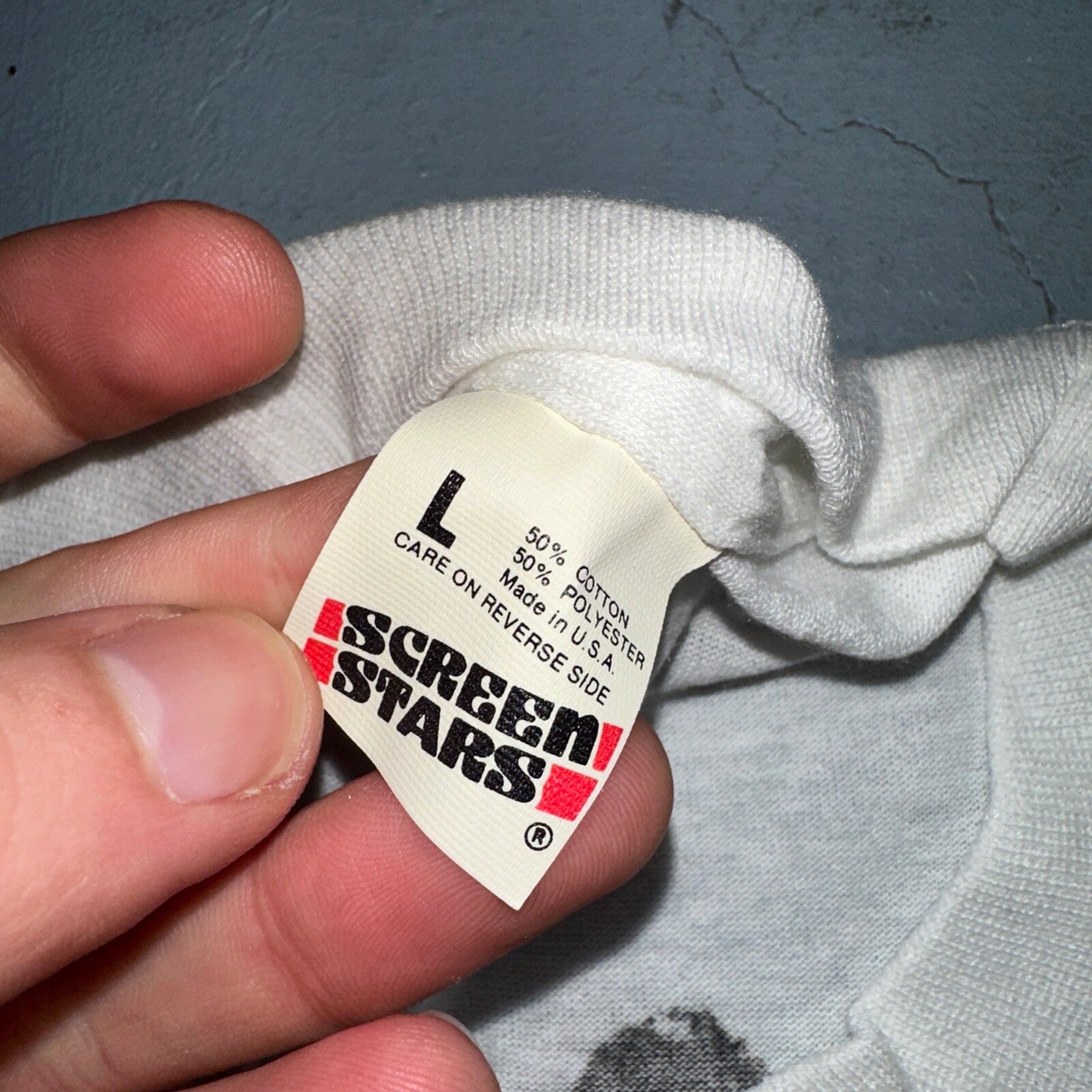 Screen Stars Hand Print VTG T Shirt 80s 1989 Graphic Bumper Rare Car Auto Band