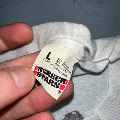 Screen Stars Hand Print VTG T Shirt 80s 1989 Graphic Bumper Rare Car Auto Band