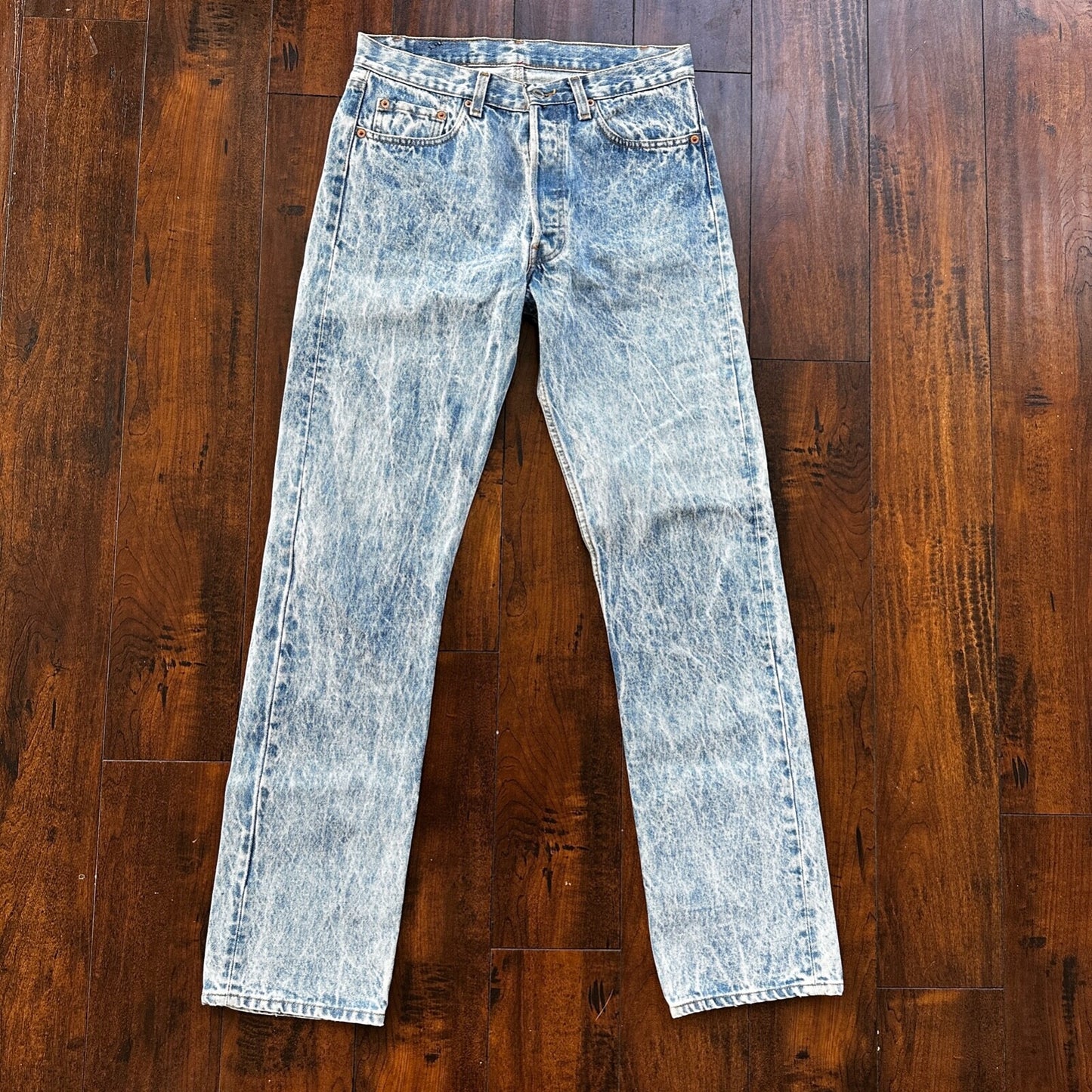 VTG 90s Levis 501 Button Fly 33x34 USA Tag Jeans Acid Wash 80s Act 30x33