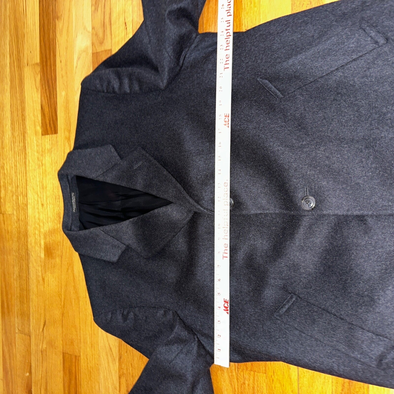 Silver Cloud Mens Coat 44R Black Cashmere Blend Italy Peacoat Jacket Long Winter