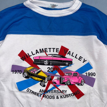 Street Rods Oregon 1990 VTG T Shirt Football Style Rare Graphic Cars Print Hawai