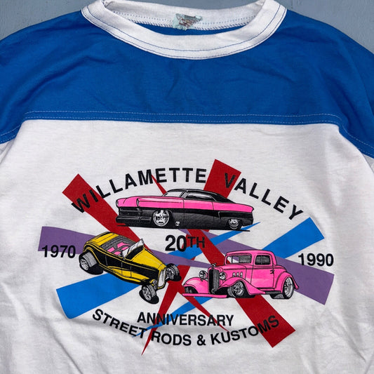 Street Rods Oregon 1990 VTG T Shirt Football Style Rare Graphic Cars Print Hawai