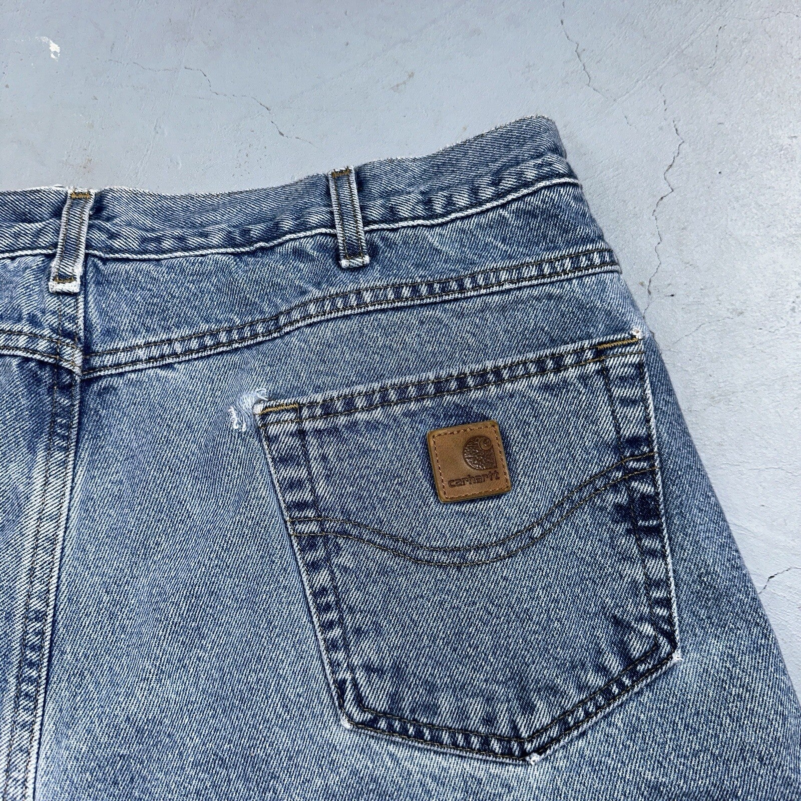 Carhartt Jeans Mens 38x32 Blue Denim Flannel Lined Relaxed Fit Chore Workwear
