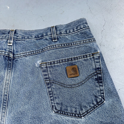 Carhartt Jeans Mens 38x32 Blue Denim Flannel Lined Relaxed Fit Chore Workwear