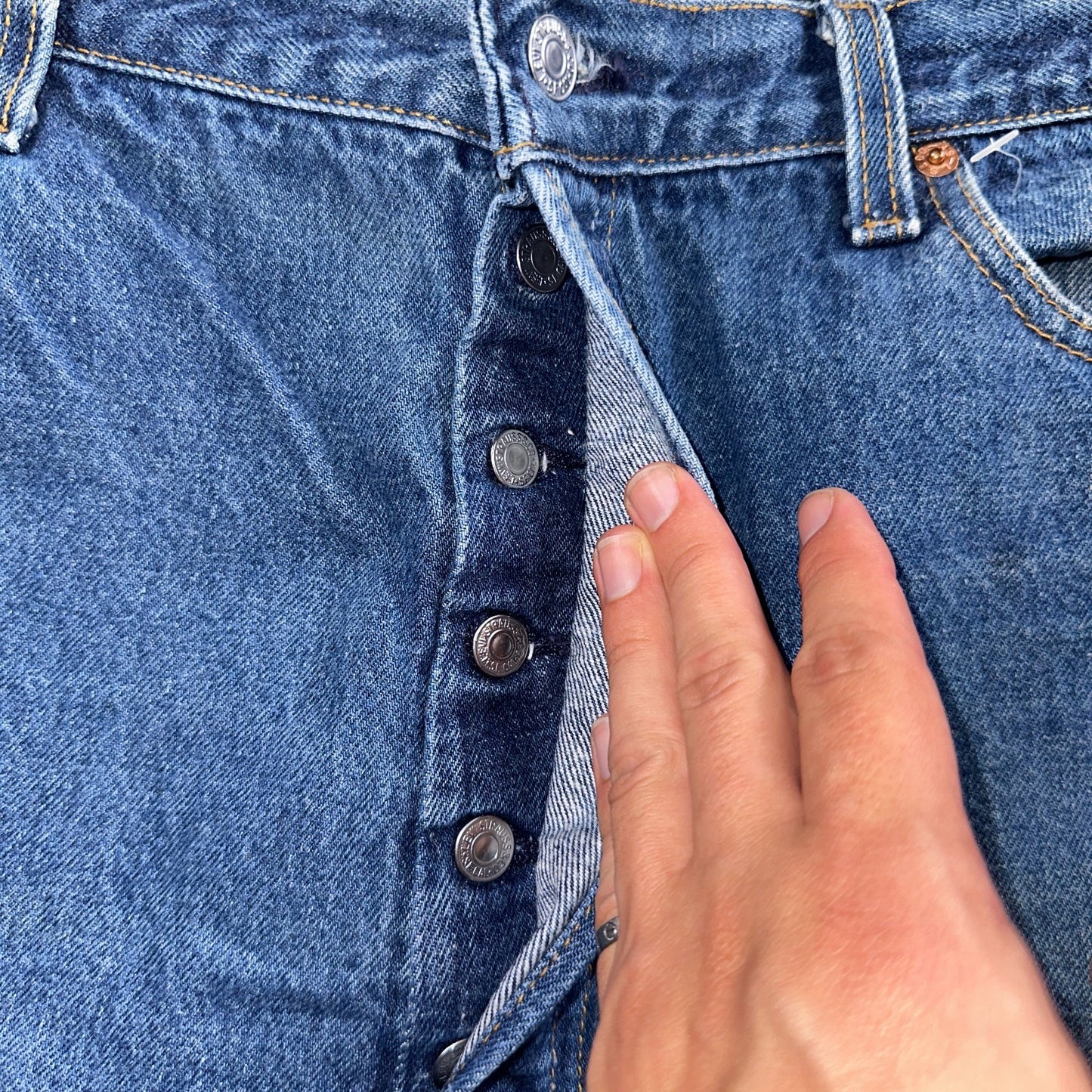 Levis 501 Vintage 80s USA XX Straight Leg Jeans Blue Med Wash 42x33 Act 37x28