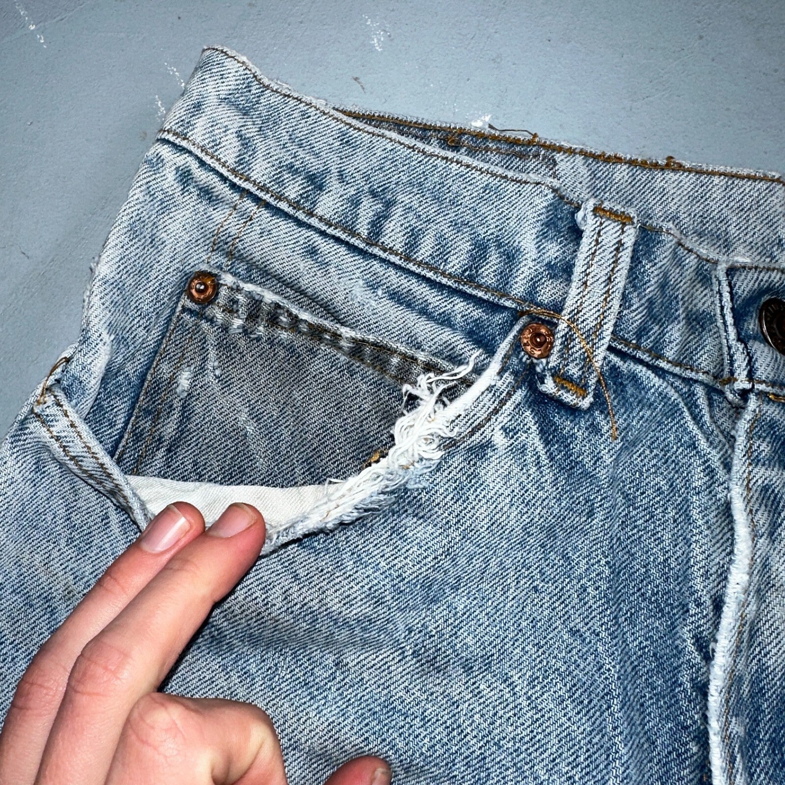 Levis 517 Vintage 80s USA Orange Tab Bootcut Flare Blue Jeans Talon Act 29x28