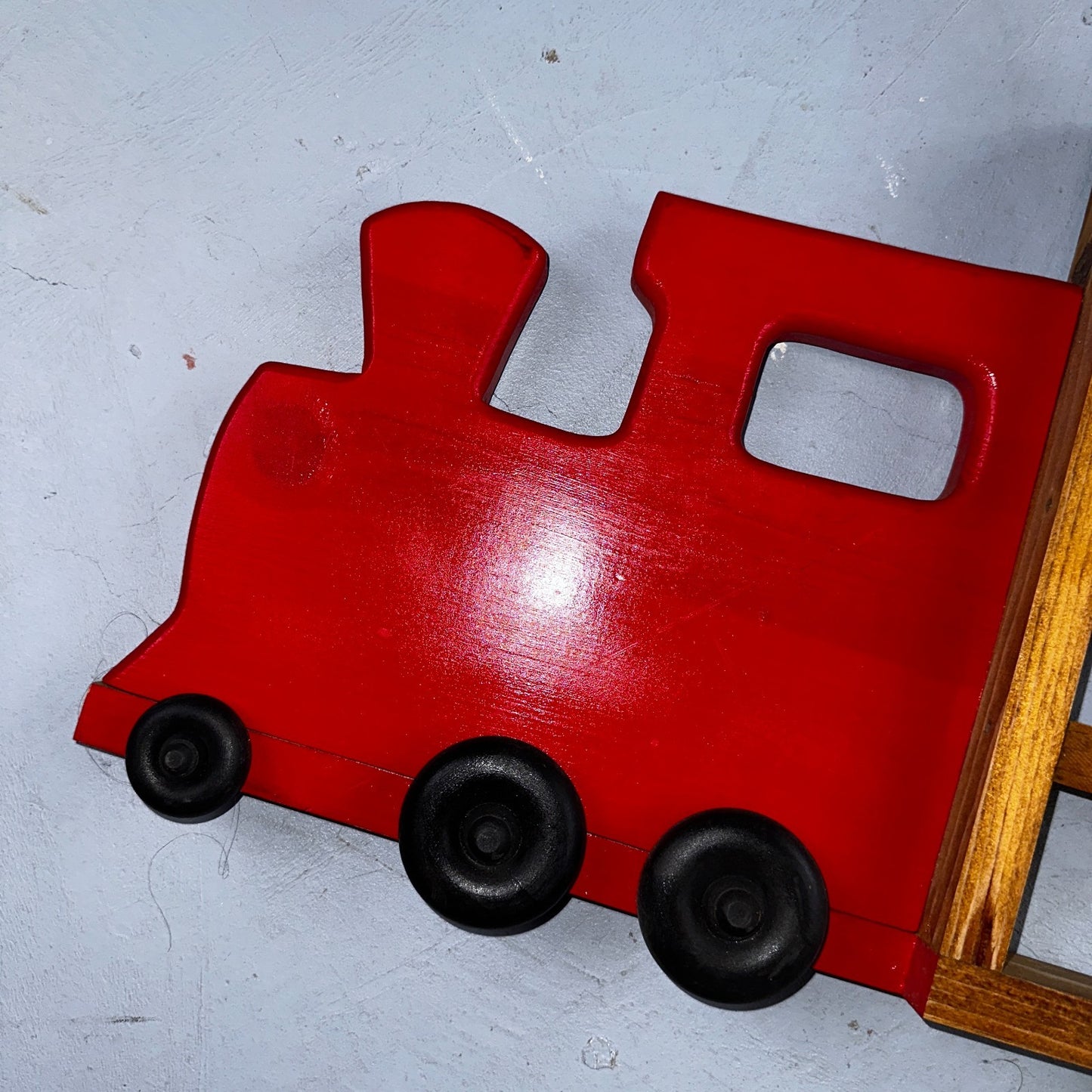 Vintage Wood Truck  Wall Shelf Unit With Wheels Die Cast Display Rustic Chic