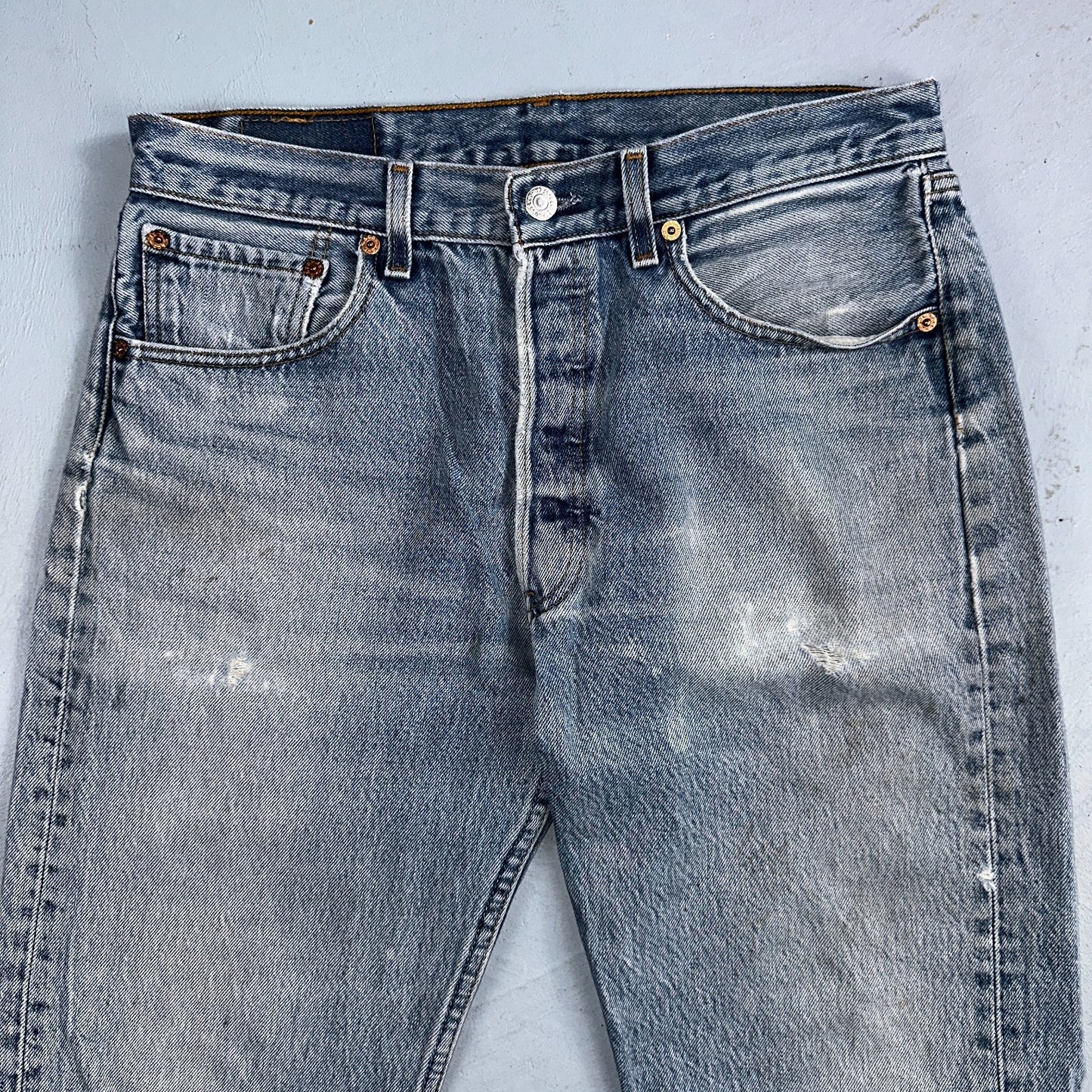 Levis 501 Vintage 90s Mexico Straight Leg Jeans Blue Light Wash 33x36 Act 31x32