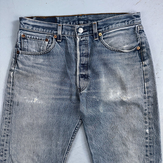 Levis 501 Vintage 90s Mexico Straight Leg Jeans Blue Light Wash 33x36 Act 31x32