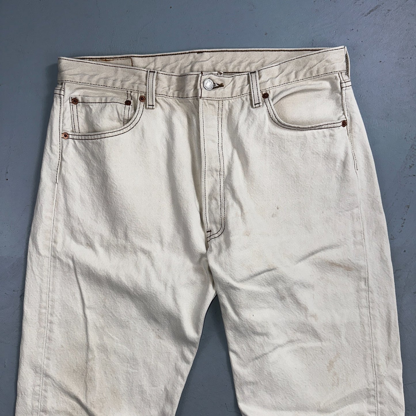 Levis 501 Vintage 90s USA XX Straight Leg Jeans White Light Wash 36x34 Act 34x34