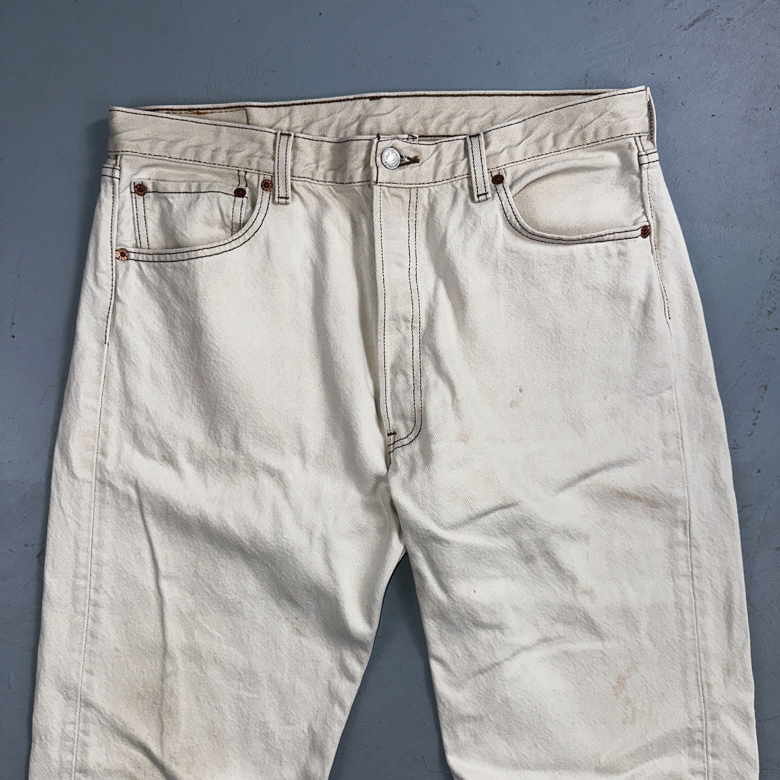 Levis 501 Vintage 90s USA XX Straight Leg Jeans White Light Wash 36x34 Act 34x34