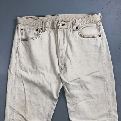 Levis 501 Vintage 90s USA XX Straight Leg Jeans White Light Wash 36x34 Act 34x34