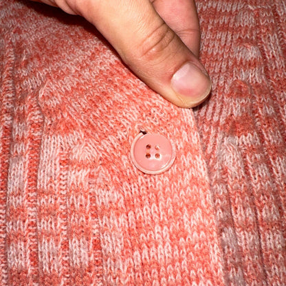 Vintage Montgomery Ward Pink Knit Cardigan Women’s 70s 80s Korea Acrylic