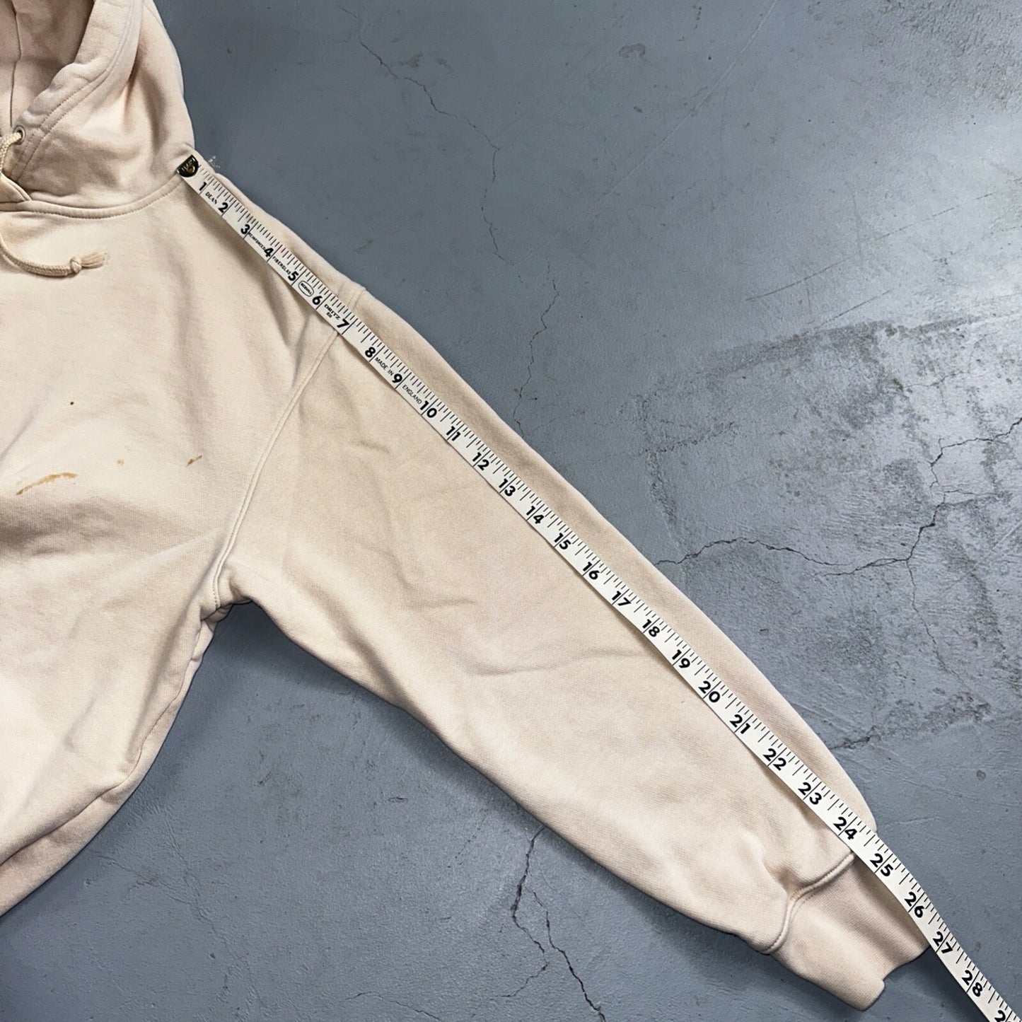 Nike Sweatshirt Womens XS Center Check Hoodie Beige White Tag Swoosh Stained