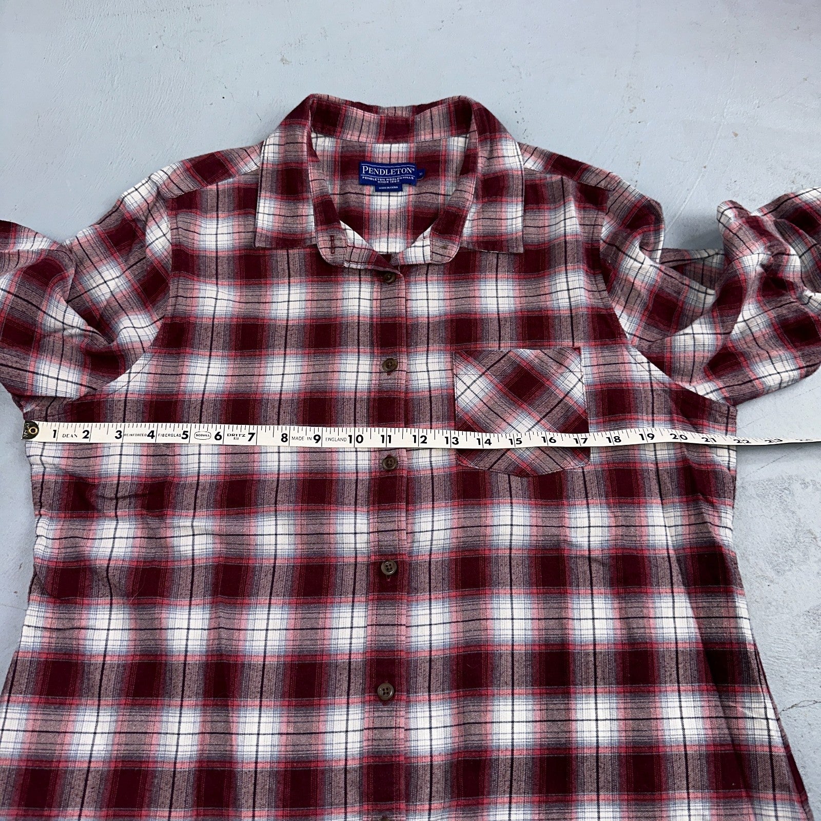 Women’s Pendleton Flannel Shirt Button Up Plaid Magenta Black 90s Punk Grunge XL
