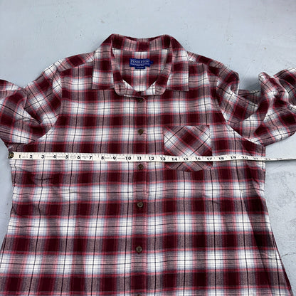Women’s Pendleton Flannel Shirt Button Up Plaid Magenta Black 90s Punk Grunge XL
