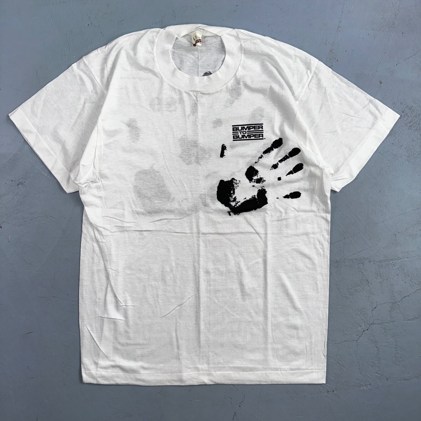 Screen Stars Hand Print VTG T Shirt 80s 1989 Graphic Bumper Rare Car Auto Band