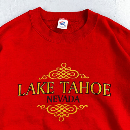 Lake Tahoe Sweatshirt 90s VTG Crewneck Nevada Basic Red JERZEES Sweat XL