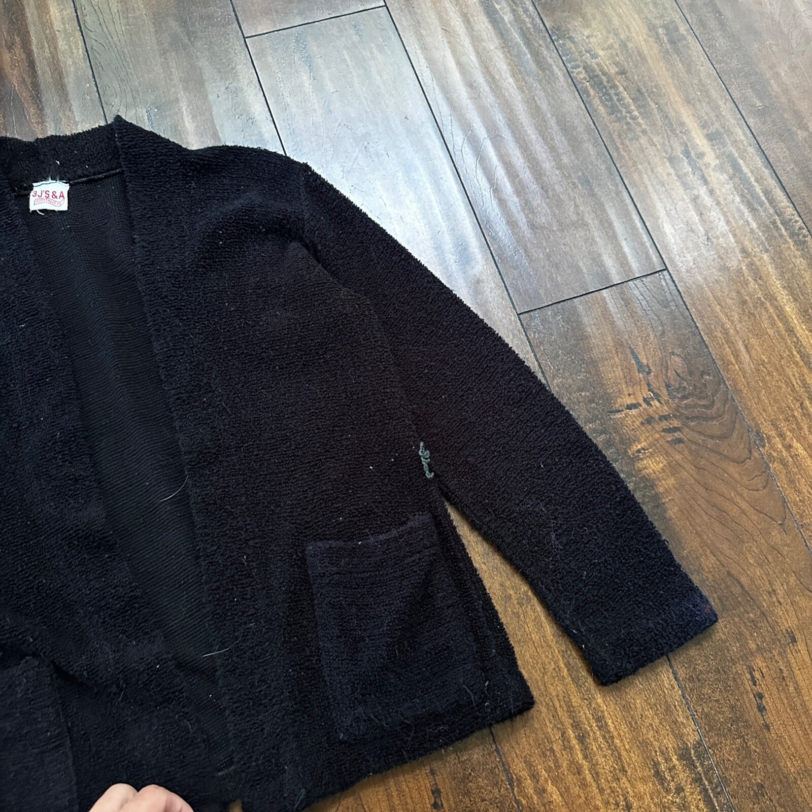 Vintage 60's Full Fashioned Acrylic Knit Cardigan Sweater Black Woman Size Small