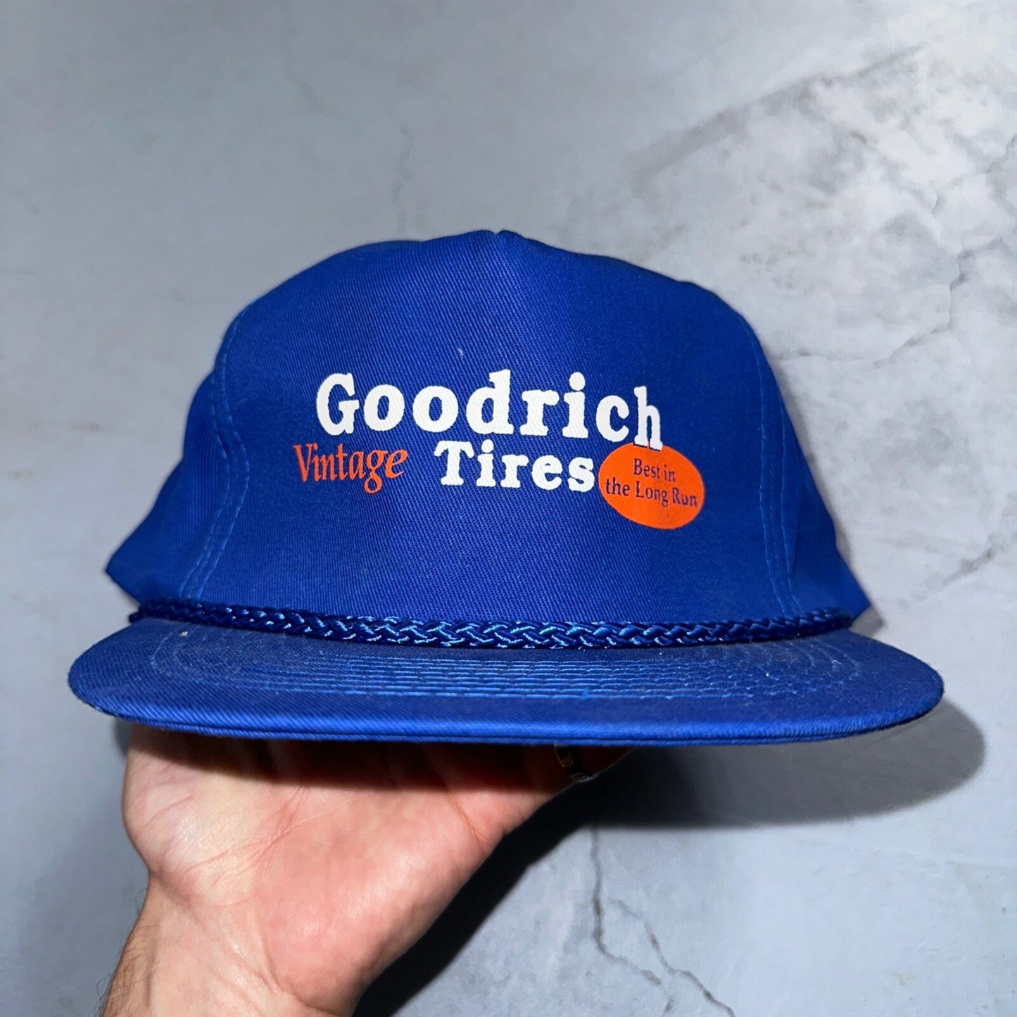Goodrich Vintage Tires VTG Hat Cap Snapback Trucker Goodyear Car Blue Promo