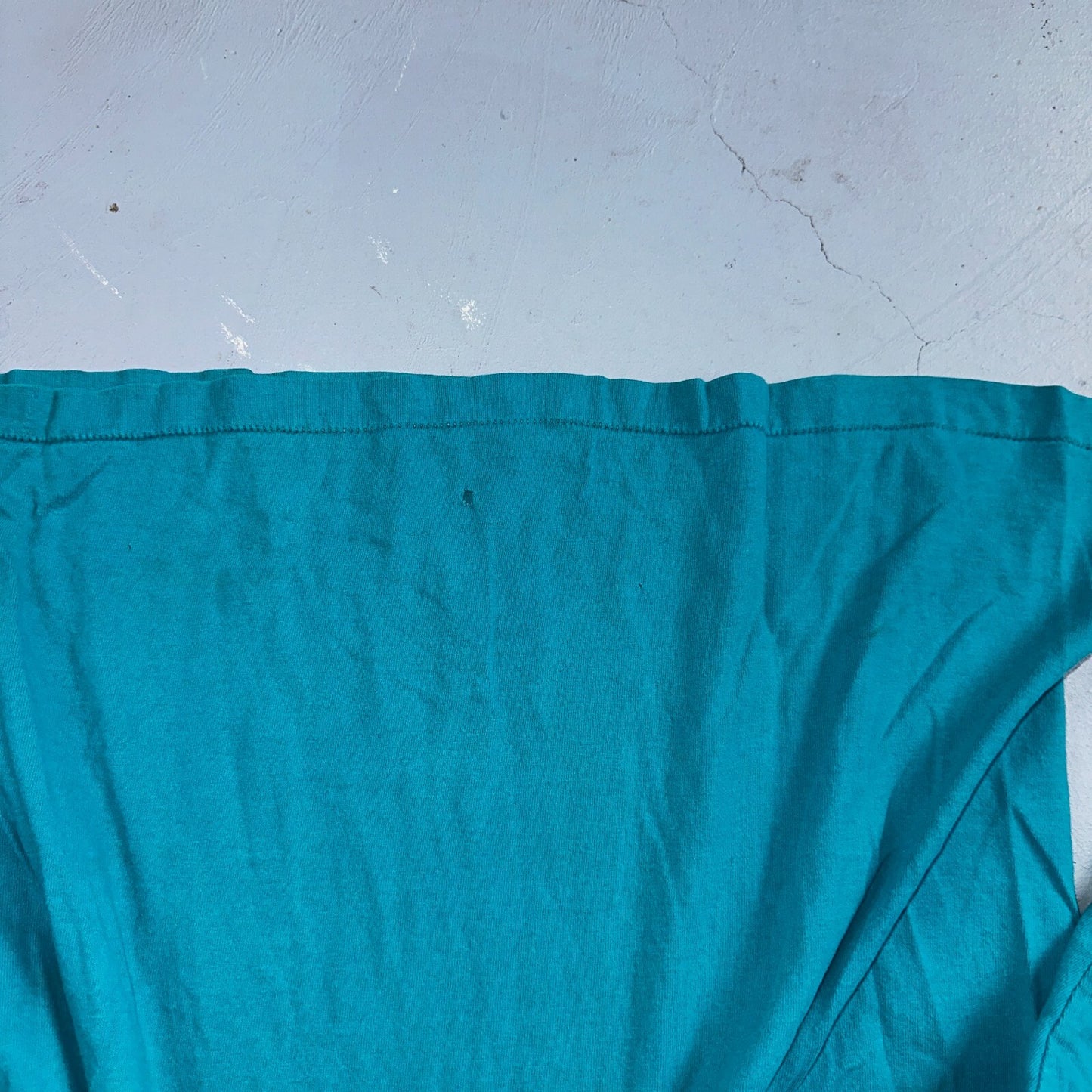 Fruit Of The Loom 90s USA XL VTG T Shirt Teal Blue Long Sleeve Blank Thrashed