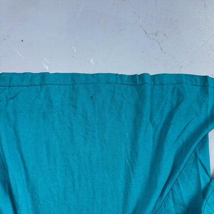 Fruit Of The Loom 90s USA XL VTG T Shirt Teal Blue Long Sleeve Blank Thrashed