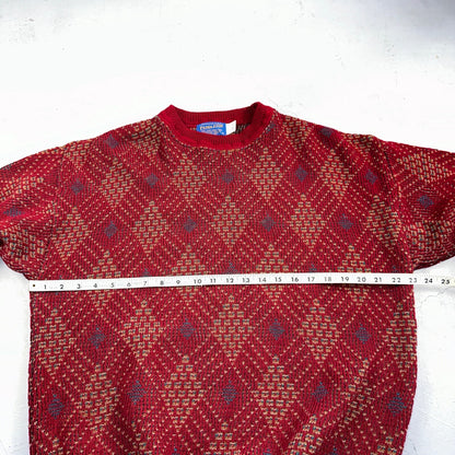 Pendleton VTG 100% Wool Sweater Mens L Argyle Red Oregon USA  Preppy Christmas