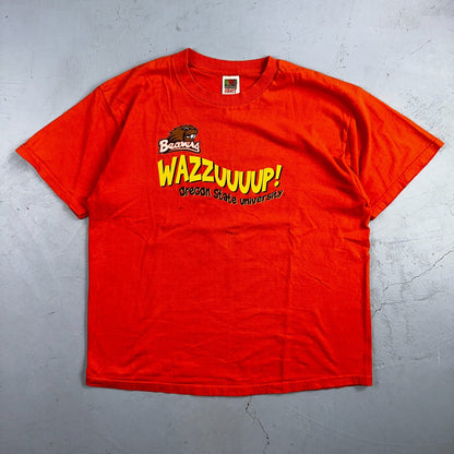Oregon Beavers OSU Wazzuuuup VTG T Shirt 90s Orange College Uni Sports Rare Y2K