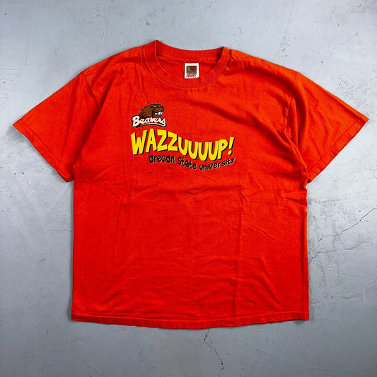 Oregon Beavers OSU Wazzuuuup VTG T Shirt 90s Orange College Uni Sports Rare Y2K