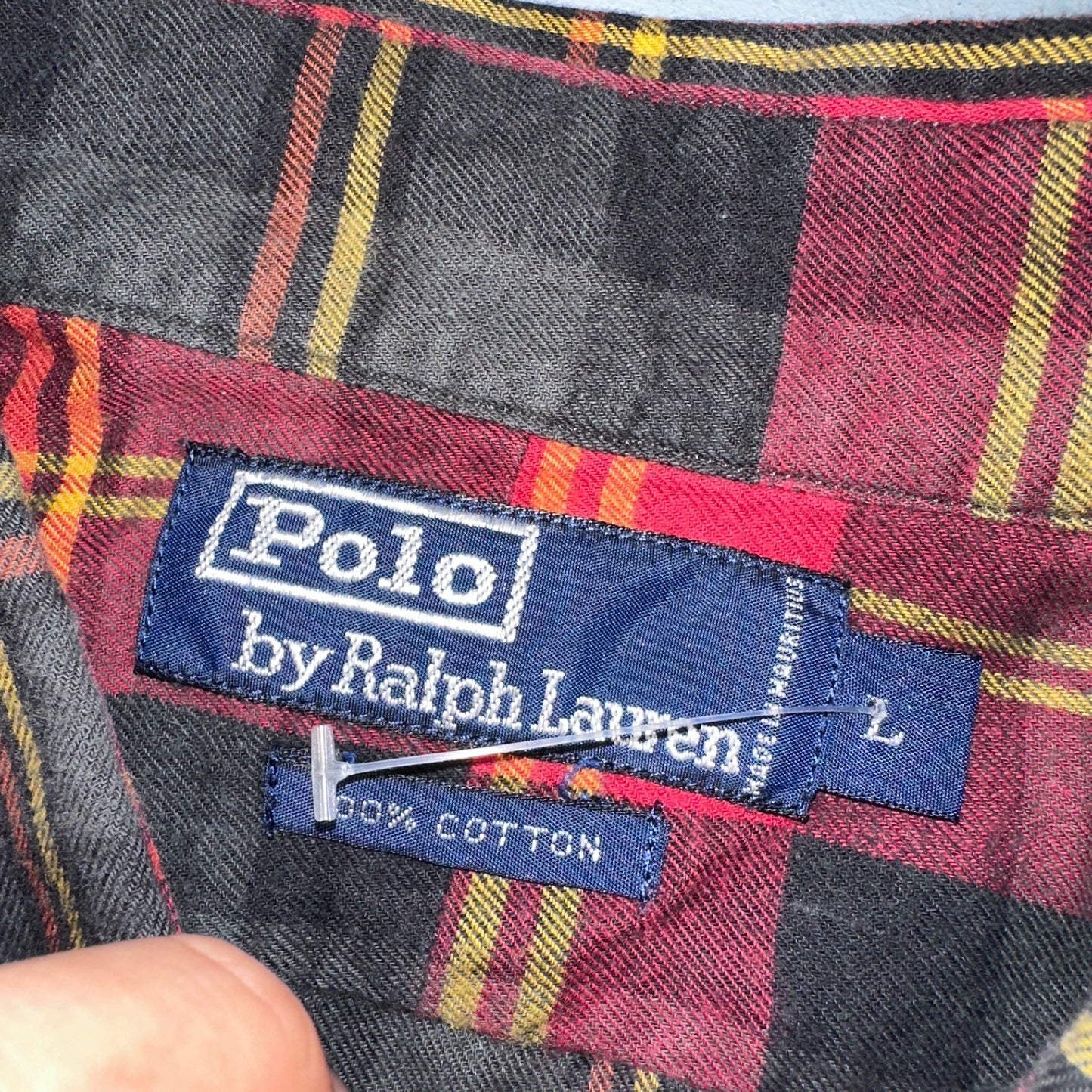 Polo Ralph Lauren Mens Long Sleeve Button Down Shirt Size L Plaid Green Red